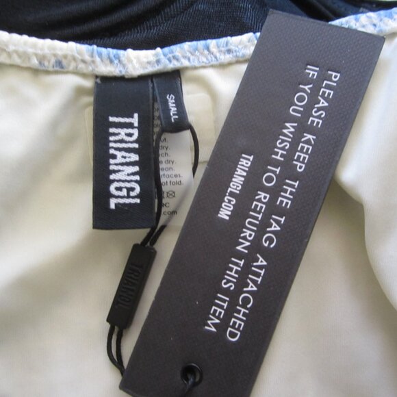 Triangl NEW Size S Inesa Bikini Indigo Cream Top Bottom Yellow Blue Floral - Picture 11 of 13